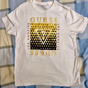 GUESS men’s large gold and white t-shirt
